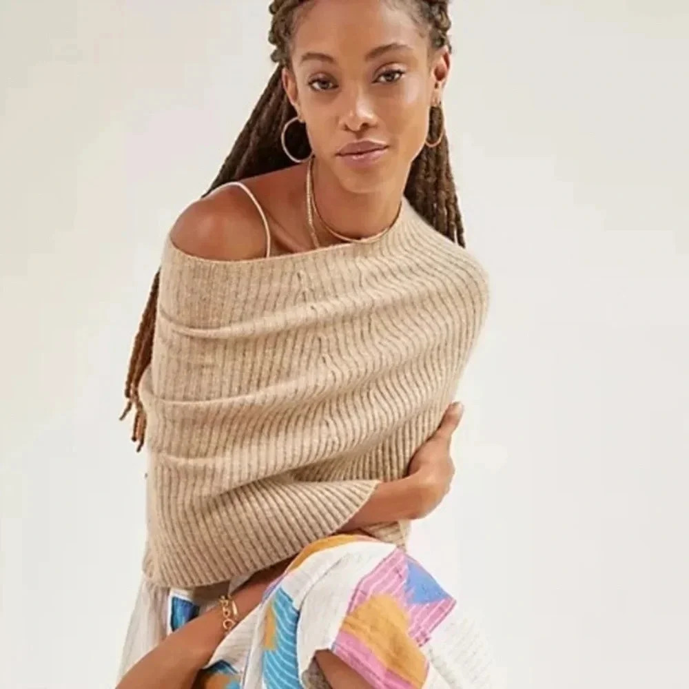 Anthropologie Crop Knit Poncho